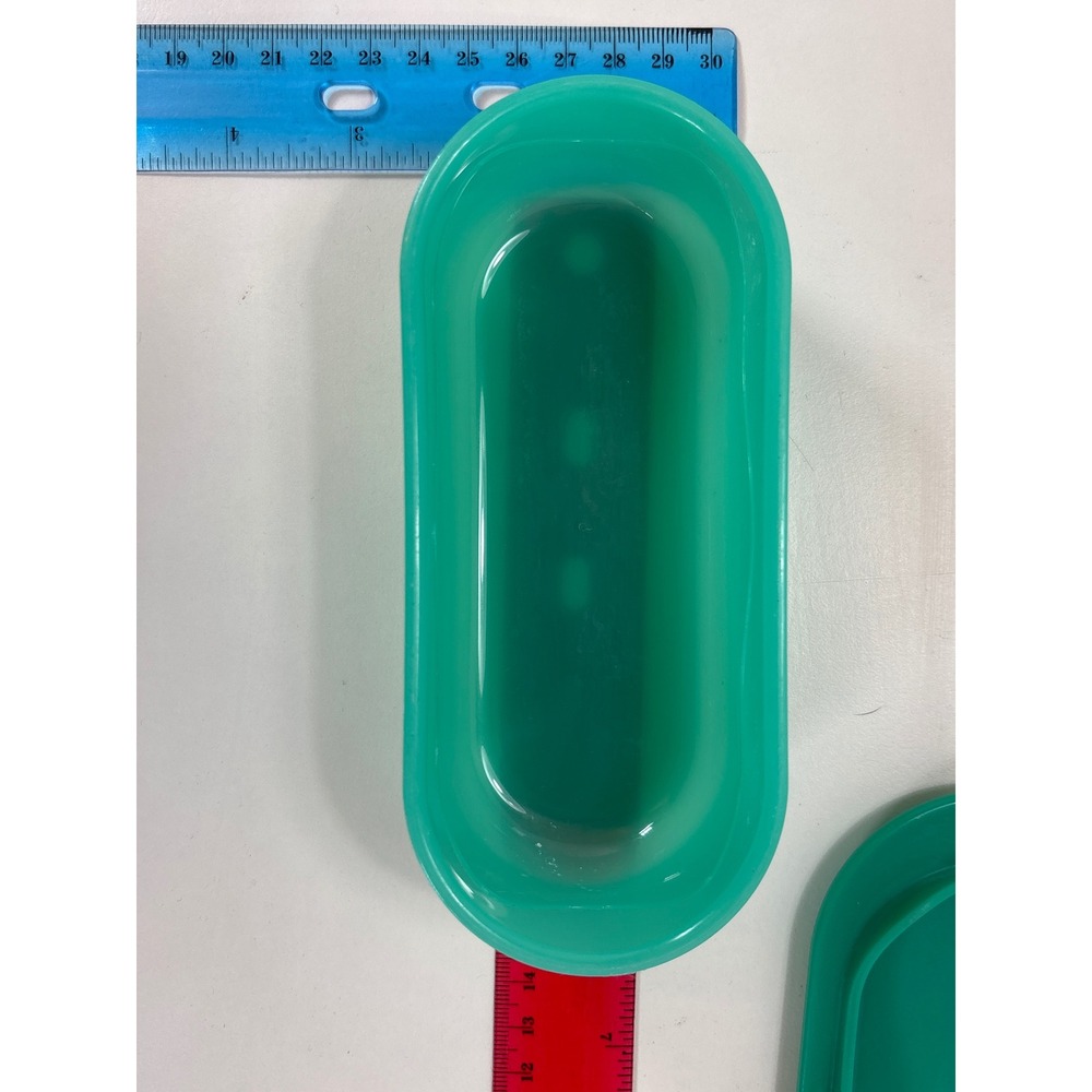 Vintage Tupperware Emerald Green Domed Butter Dish 2 Piece Set 638-9 637-11 - Picture 6 of 6